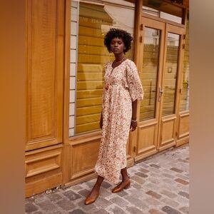 Louise Misha Geranium Floral Cream Maxi Dress M/L